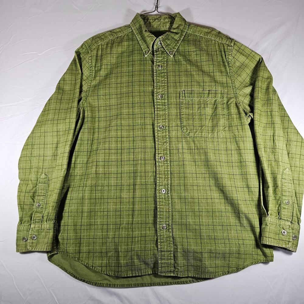 Vintage Eddie Bauer Outdoor Corduroy Shirt Men's Medium Green Long Sleeve Cotton